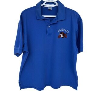 Vintage 90s Woodward Bulldog Polo Shirt Large Men's Blue Pro Celebrity Embroider